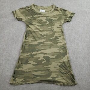 Current/Elliott Dress Womens 0 Green Camouflage T-Shirt Short Sleeve Crew Neck